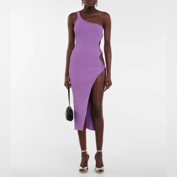 David Koma Side Twist One Shoulder Midi Dress Lilac - Picture 15 of 17